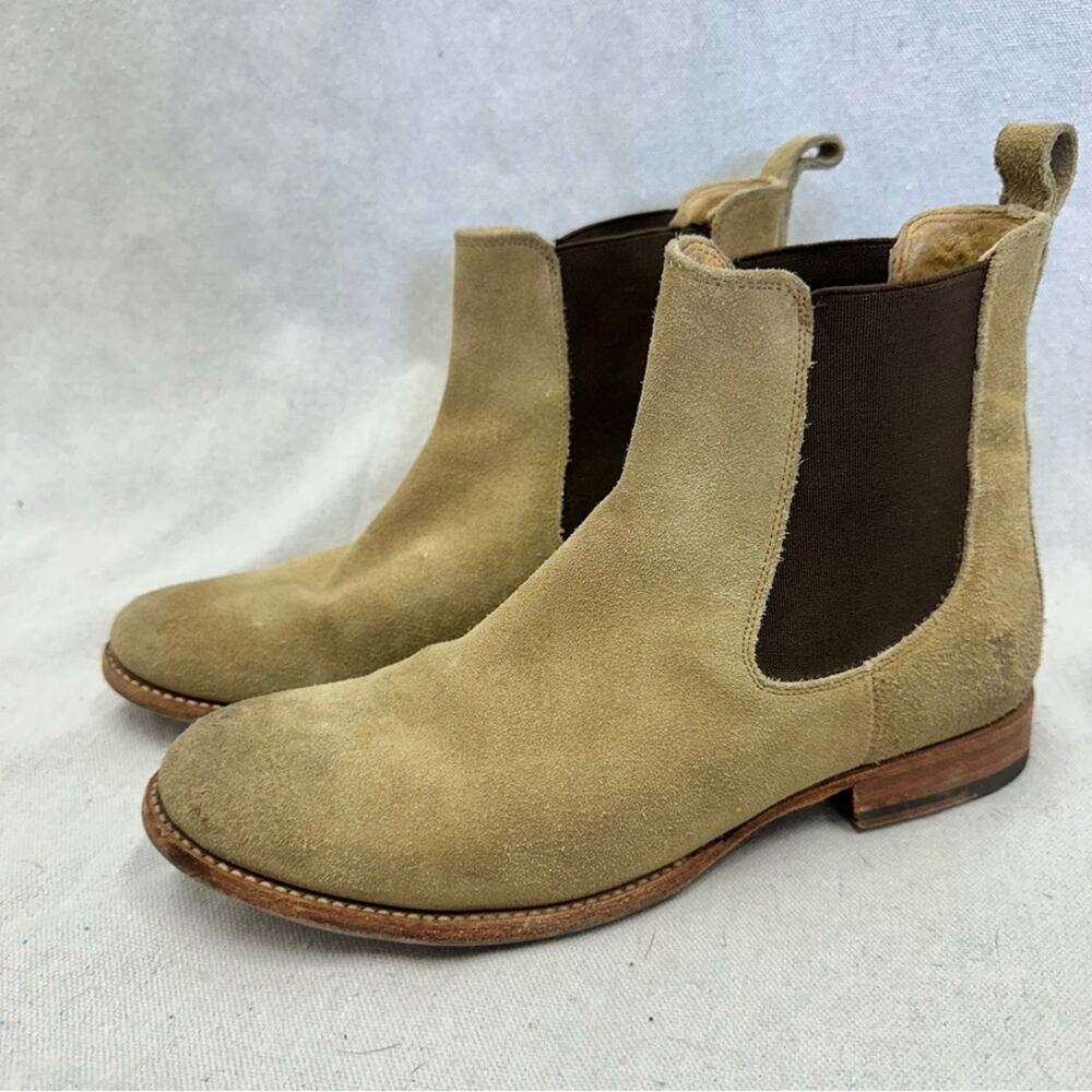 Frye tan and brown nubuck leather Chelsea boots women's size 8.5 - Picture 15 of 16